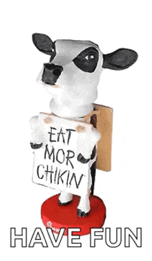 Cow Bobblehead GIF - Cow Bobblehead Eat More Chicken GIFs