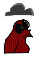 a cartoon drawing of a person with sunglasses and a cloud above them