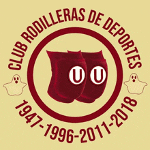 a logo for club rodilleras de deportes shows a pair of red knee pads