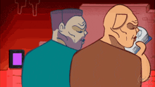 a cartoon of a man holding another man 's hand with the letters dd on the bottom right corner
