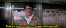 superman gee thats funny ive never seen garbage eat garbage