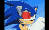 sonic the hedgehog wearing a headset and sunglasses