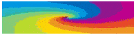 a rainbow colored swirl with a blue background