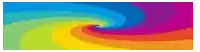 a rainbow colored swirl with a blue background