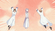 a man in a tuxedo is covering his mouth while a girl in a maid uniform is crying