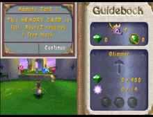 a screenshot of a video game with a memory card