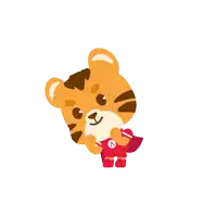 a cartoon tiger with hearts in his eyes and a red cape