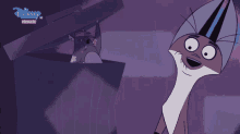 a dalmatian dog is making a funny face in front of a purple background that says disney channel