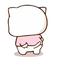 a cartoon drawing of a white cat with a pink shirt