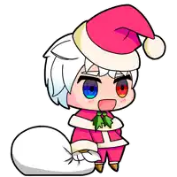 a cartoon of a person dressed as santa claus holding a bag of gifts