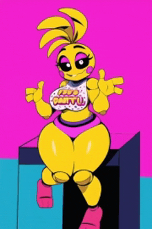 a cartoon of chica from five nights at freddy 's
