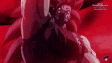 a cartoon character is holding a sword in his hand and pointing it at the camera .