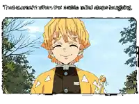 a picture of a smiling anime character with the words that moment when the comic relief stops laughing