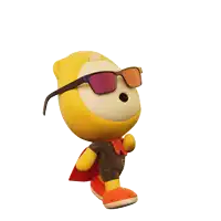 a cartoon character wearing sunglasses says happy