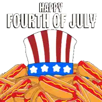 a bunch of hot dogs with the words happy fourth of july written above them