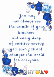 a poster with blue flowers and a quote that says love you my