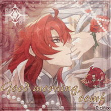 a picture of a man with red hair and the words good morning