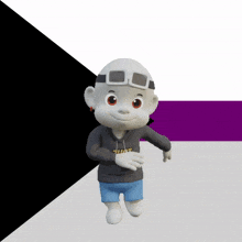 a cartoon character wearing a hoodie that says that on it