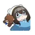 a cartoon girl is laying in bed with a teddy bear on her chest .