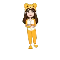 a cartoon of a girl wearing a teddy bear onesie