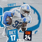 a football player named swift is running with a ball