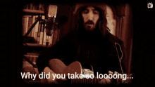 a man with a beard is playing a guitar and says " to write me "