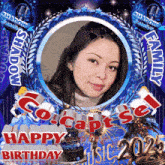 a birthday card with a picture of a woman and the words happy birthday