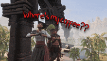 a man and a woman are standing next to each other with the words where 's my coffee