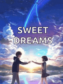a poster that says sweet dreams with a boy and a girl