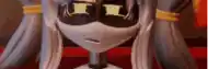 a close up of a cartoon character 's face with a mask on .