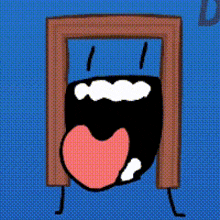 a cartoon drawing of a door with a mouth open