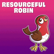 a picture of a robin with the words resourceful robin behind it