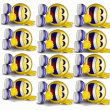 a bunch of smiley faces with the letters kb on them