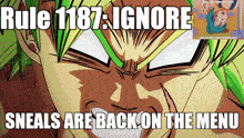 rule 1187 ignore sneals are back on the menu with a cartoon character