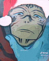 a cartoon character wearing a santa hat with tiktok written on the bottom right