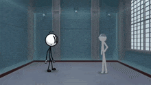 a stick figure wearing sunglasses is standing in front of a sign that says " binary tryout "