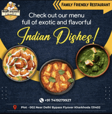 an advertisement for a family friendly restaurant with three bowls of food