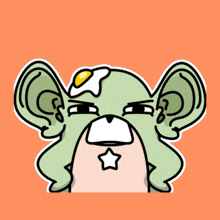 a cartoon of a frog with a star on its mouth