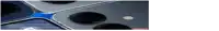 a close up of a cell phone with a blue light on the bottom