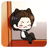 a cartoon drawing of a boy with cat ears sitting on a window sill