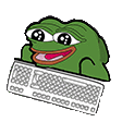 a frog is sitting on top of a computer keyboard .