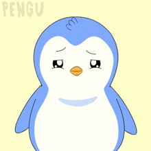 a drawing of a penguin with the word pengu on the bottom right