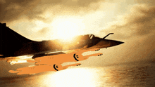 a cartoon drawing of a fighter jet flying in the sky