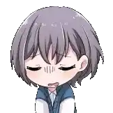 a chibi boy with short gray hair is sitting down with his eyes closed and a sad look on his face .