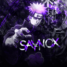 a picture of a person with purple hair and the word savox