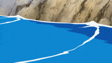 a hand is sticking out of the water in a cartoon scene