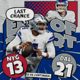 an advertisement for a football game between the cowboys and the new york giants