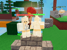 two roblox characters are standing next to each other