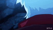 a netflix logo can be seen on the bottom of a blue background