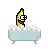 a banana is taking a bath in a bathtub .